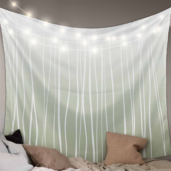 Sage Green Tapestry for Bedroom Wall Hanging Tapestry, Ombre Gradient Striped Minimalist Texture Ceiling Backdrop Tapestries Poster Blanket Wall Decor for Teens Room Living Room Dorm 59" x 79"