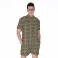 thumbnail image 1 of Sage Green Tattersall Pattern Short Sleeve Men'S Rompers Casual Summer Jumpsuits Outfit, 1 of 4