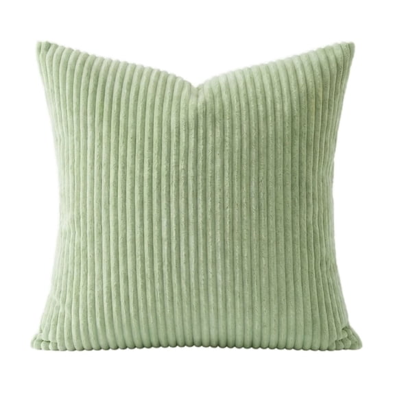 Sage Green Throw Pillow Cover with Fine Striped Corduroy, 18X18 Inches, Soft Couch Cushion Cover for Living Room Sofa, Decorative Pillow Cover Insert Not Included