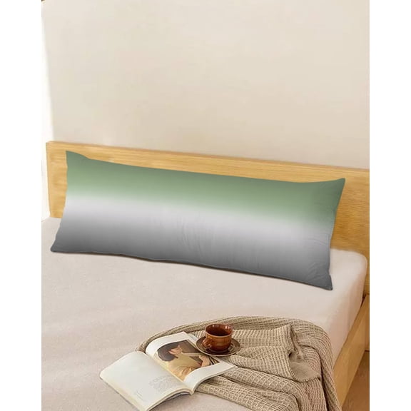 Sage Green Throw Pillow Cover, Modern Ombre Gray Minimalism Art Rectangle Decorative Pillow Case Protector Soft Cushion Cover Lumbar Pillowcase for Couch Sofa Bedroom Car Chair Decor 20x54 Inch