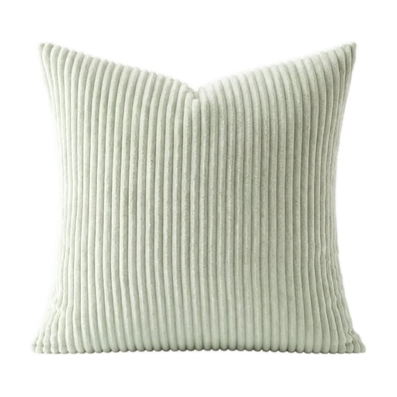 Sage Green Throw Pillow Cover with Ribbed Corduroy Texture, 18X18 Inches, Soft Decorative Cushion Cover for Living Room Couch