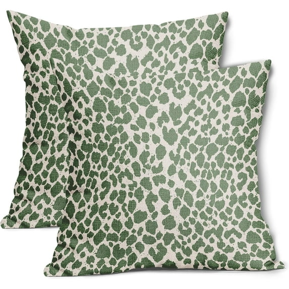 Sage Green Throw Pillow Covers 20X20 Inches Set of 2 Leopard Decorative Pillow Cases Animal Wildlife Pillow Cover with Zipper Home Decor for Sofa Couch Housewarming Gift Bed Porch Outdoor