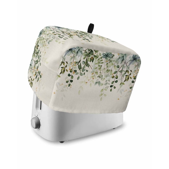 Sage Green Toaster Cover 2 Slice, Small Kitchen Appliance Covers, Eucalyptus Leaves Toaster Oven Cover with Loop, Bread Machine Cover Polyester Dust Cover Protection