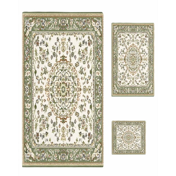 Sage Green Towel Set of 3, Soft Microfiber Bath Towels, Hand Towel, Washcloths, Southwest Tribal Antique Boho-Chic Heritage Quick-Dry Absorbent Towels for Bathroom Kitchen Hotel Beach Gym Spa