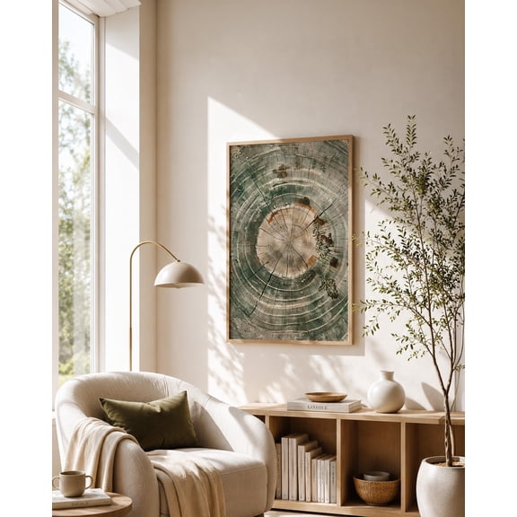 Sage Green Tree Ring Wall Art Print