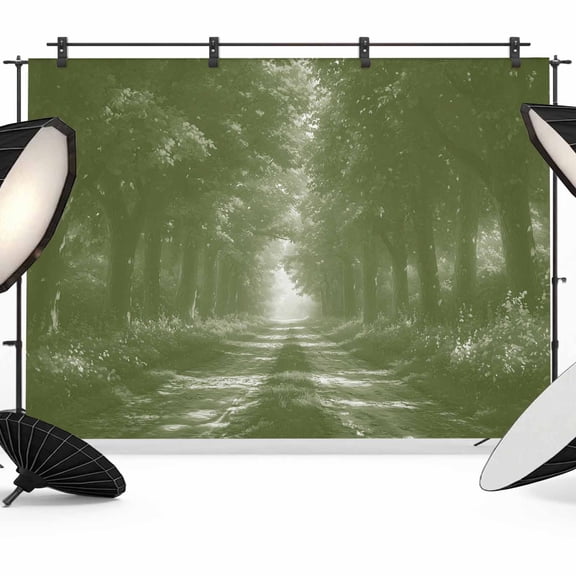 Sage Green Trees Backdrop for Photography,Fabric Photo Background Backdrop,Forest Art Spring Summer Nature Leaf Photo Booth Background for Portrait Photoshoot Video Wedding Studio Banner 7x5ft