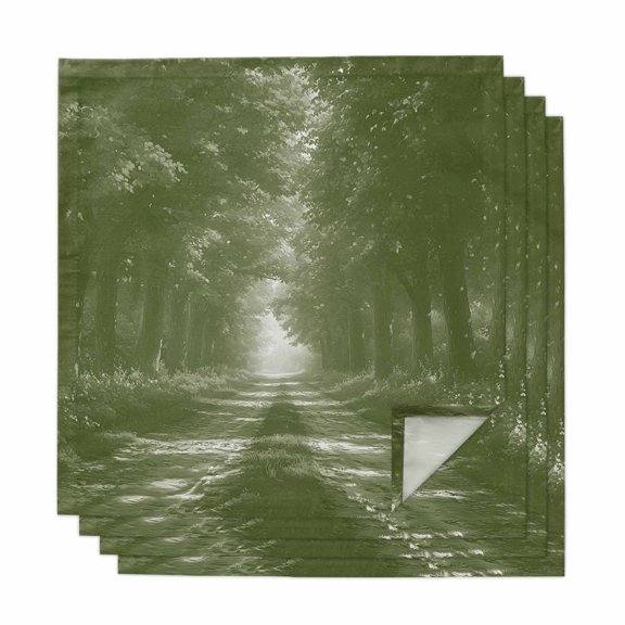 Sage Green Trees Cloth Napkins, Forest Art Decor Spring Summer Nature Leaf Washable and Reusable Dinner Napkins Set of 4, Table Napkin for Kitchen Party Birthday Wedding Hotel Housewarming 20"x20"