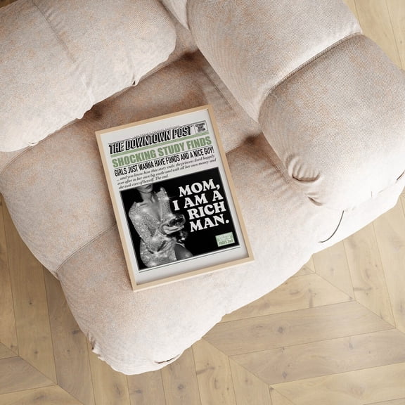 Sage Green Trendy Newspaper Funky Office Quote Wall Decor, Unframed Paper Poster 8x10in