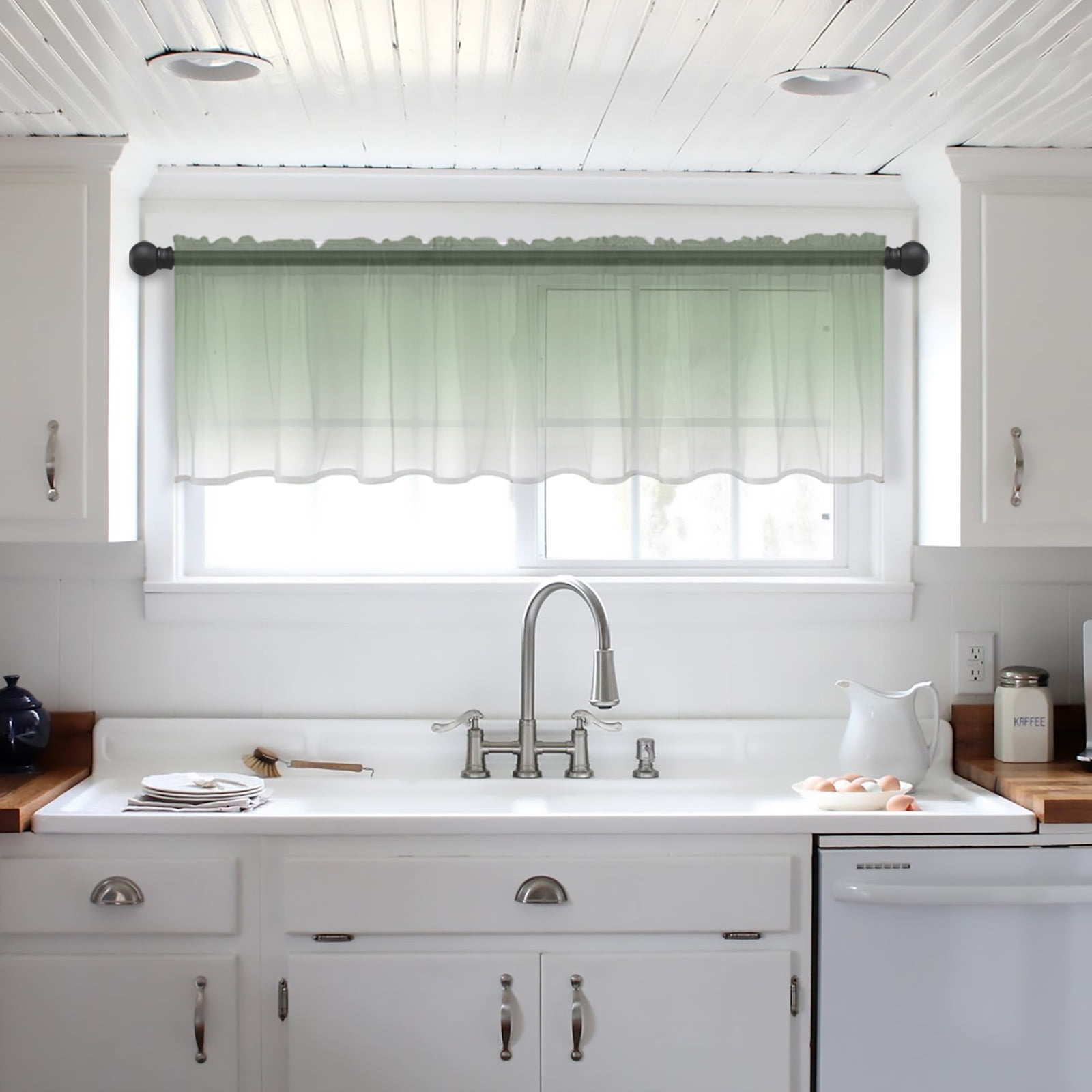 Sage Green Valance Curtains for Kitchen/Living Room/Bathroom/Bedroom