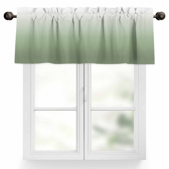 Sage Green Valances for Windows, 60 x 18in, Green Gradient Ombre Color Rod Pocket Kitchen Valance Curtain Light Filtering Window Treatments for Living Room Bedroom, 1 Panel