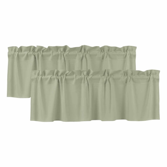 Sage Green Valances for Windows, Decorative Rod Pocket Window Valance Curtains, Farmhouse Sage Green Decor Short Curtain Drapes for Kitchen/Bathroom/Living Room, 2 Panels, 60" W x 18" L
