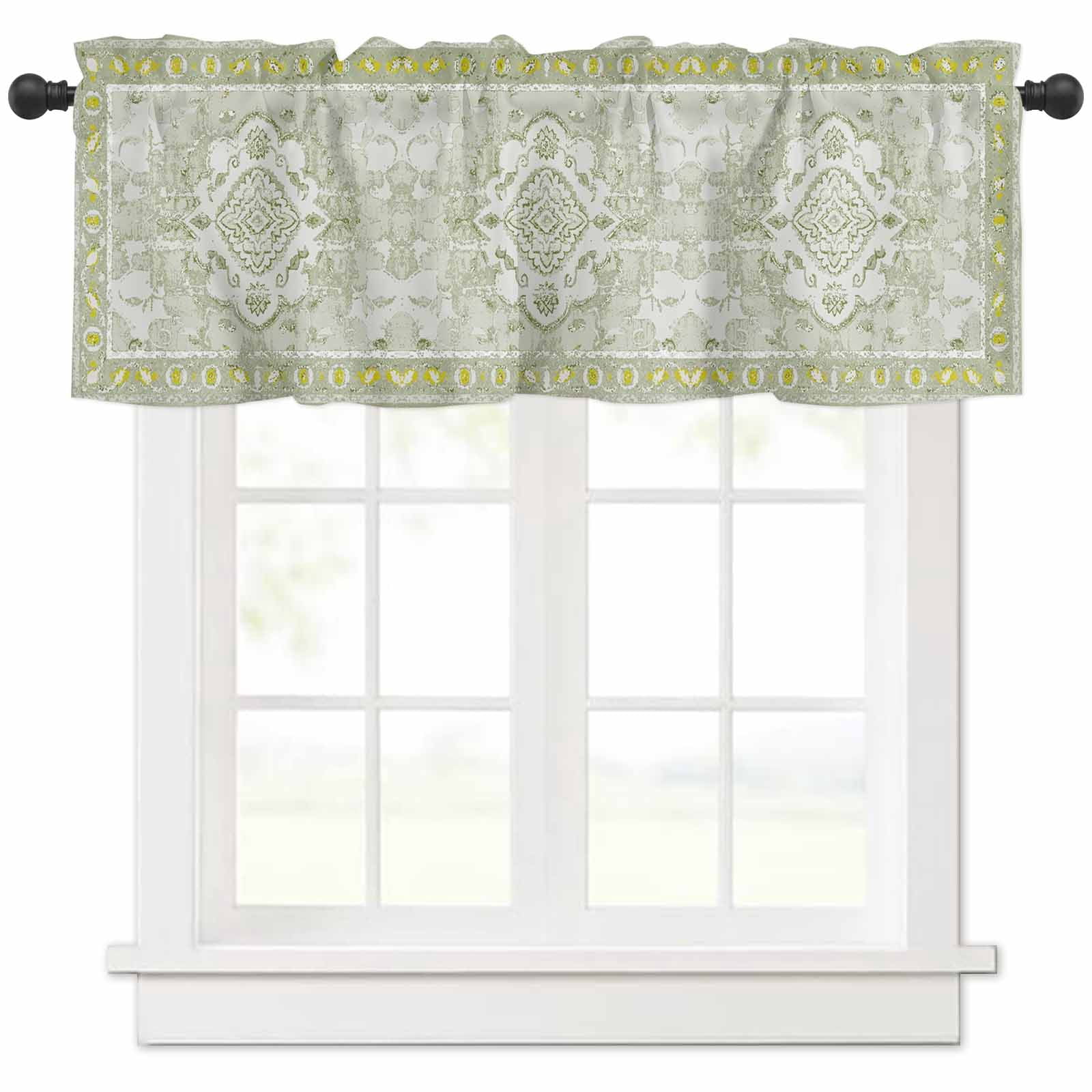 Shunjie.Home Farmhouse Linen Plaid Valance - Beige, 54x18 Inch, Rod Pocket, For Kitchen Bedroom