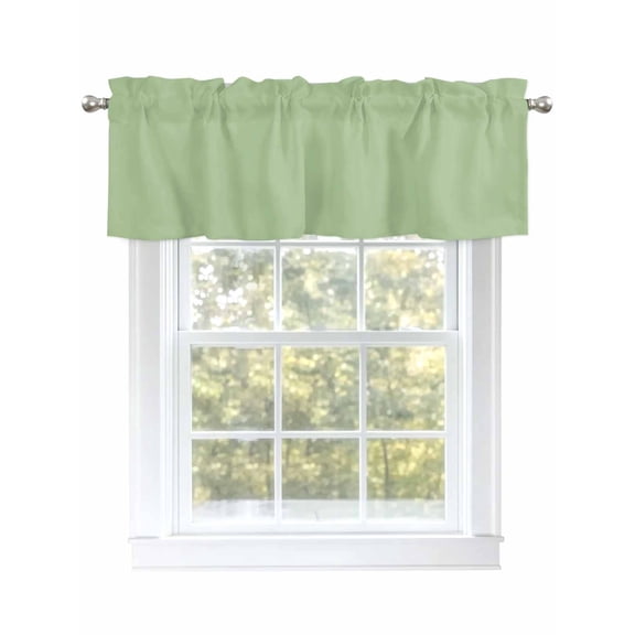 Sage Green Valances for Windows, Rod Pocket Kitchen Valance Curtains - Soft & Washable Small Window Treatment for Living Room, Bathroom, Solid Green Color 54x18inch, 1 Panel
