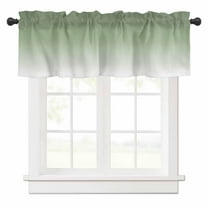 Sage Green Valances for Windows and White Ombre Color Gradient Rod Pocket Curtain Valance Window Treatment Short Curtains for Kitchen Living Room, 60"x18"