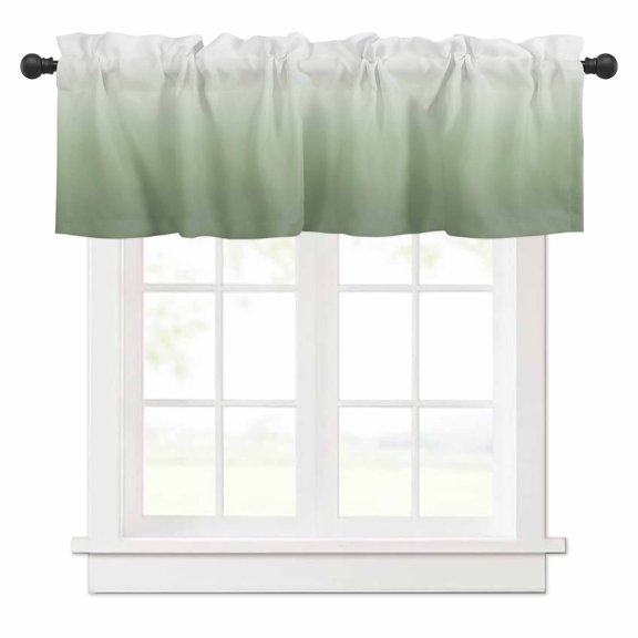 Sage Green Valances for Windows Green Gradient Rod Pocket Curtain Valance Window Treatment Short Curtains for Kitchen Living Room, 42"x18"