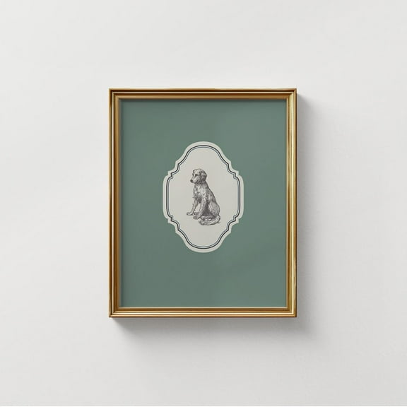 Sage Green Vertical Doggy Illustration Print, Trendy Decor, Nursery Decor, Vintage Wall Art, Modern Wall Decor For Living Room, 8x12 UNFRAMED