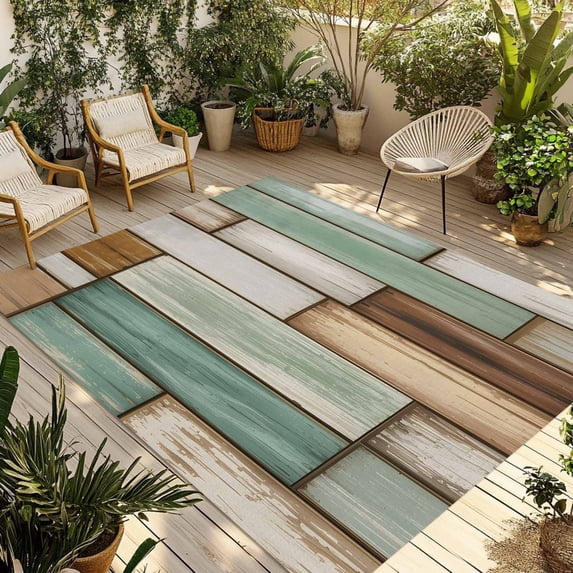Sage Green Vintage Outdoor Rug for Patio/Deck/Porch, Non-Slip Large Area Rug 4 x 6 Ft, Brown Retro Farmhouse Elegant Pastoral Indoor Outdoor Rugs Washable Area Rugs, Camping Rug Carpet Runner