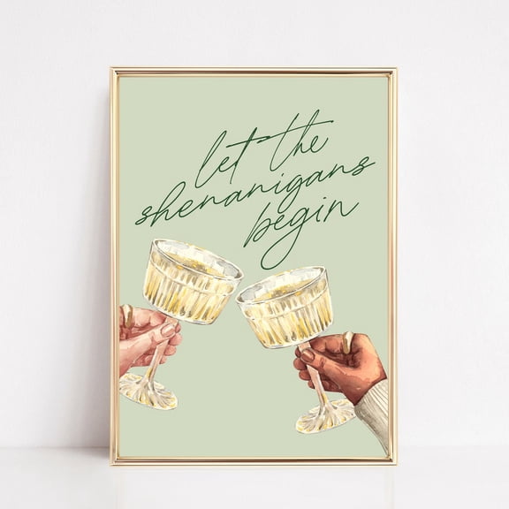 Sage Green Wall Art, Bar Cart Print, Cute St. Patrick'S Day Decor, Bar Cart Decor, St. Patty'S Day Art, Print Wall Art UNFRAMED PAPER POSTER, Home Decor, Vintage Gift, Living Room Dercor