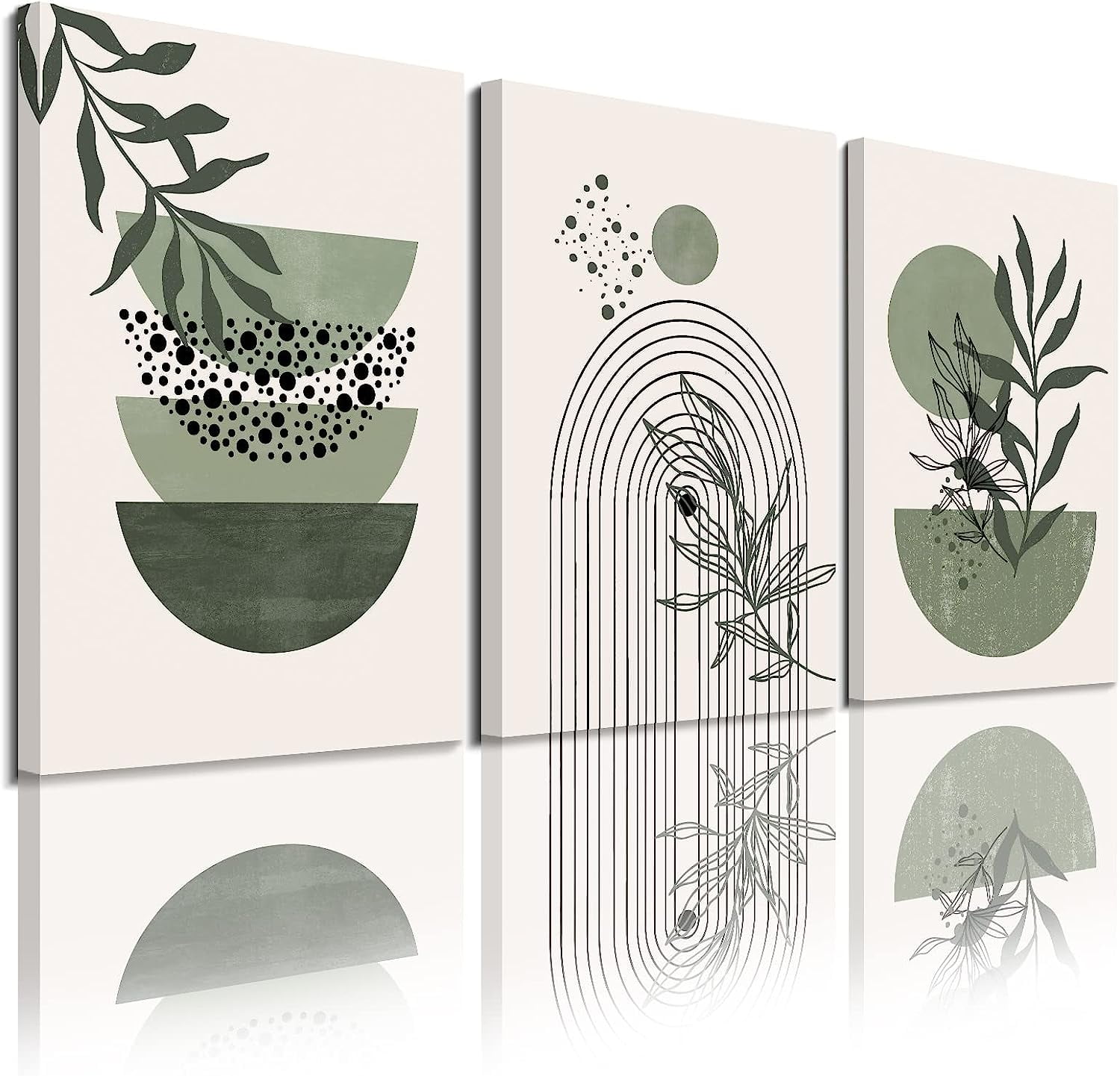 Sage Green Wall Posters & Prints, Green Boho Wall Art Set of 3