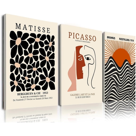 Sage Green Wall Posters & Prints, Green Matisse Wall Art Set of 3, Abstract Matisse d Wall Art Decor, Minimalist Geometric Line Green Canvas Artwork Paintings for Living Room, Bedroom, Office