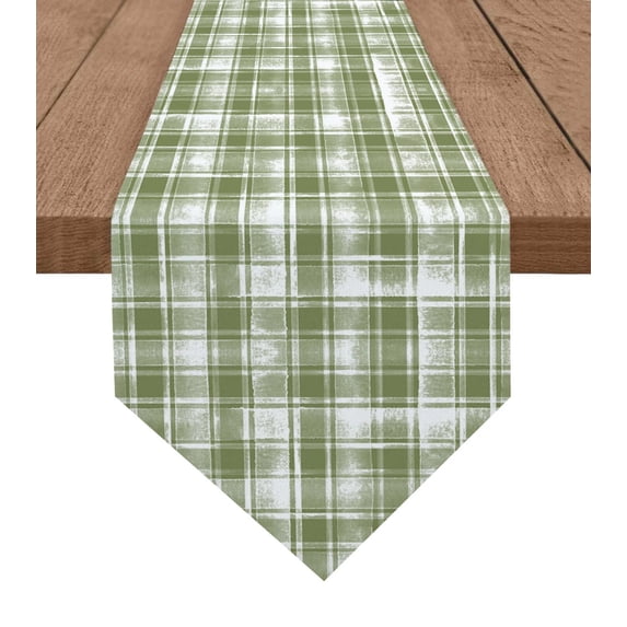 Sage Green Watercolor Plaid Table Runner Wedding Party Dining Table Runner Placemat Home Kitchen Table Decor