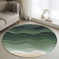 thumbnail image 1 of Sage Green Waves Round Area Rug 4 FT, Non Slip Indoor Outdoor Rug, Rustic Abstract Ombre Stripes Art Washable Soft Circular Carpet Non-Shedding Floor Mat for Coffee Table Nursery Foyer Balcony, 1 of 8