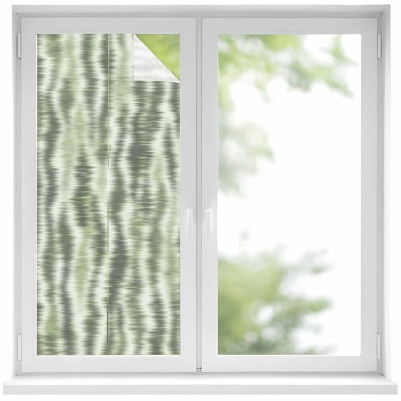 Sage Green Waves Window Privacy Film Country Abstract Minimalist Blurred Stripes Decorative Glass Window Film UV Blocking Static Cling Non-Adhesive Sticker Covering for Home Door 19.6 x 39.3 inches