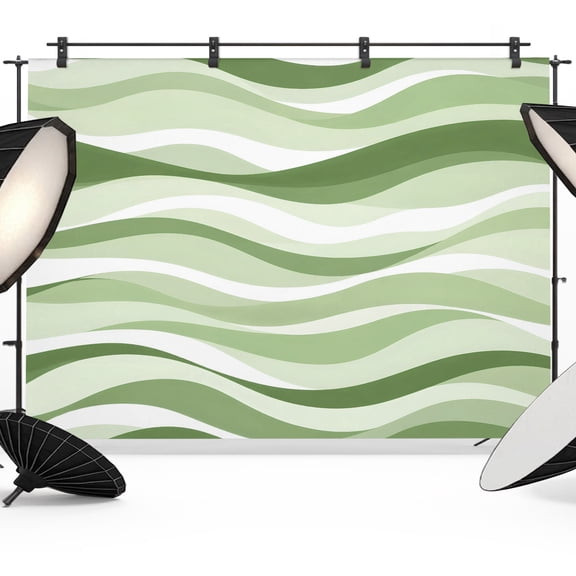 Sage Green Wavy Lines Backdrops for Photography, Modern Minimalist Abstract Green Swirls Fabric Photo Background Sturdy Studio Props for Photo Studio, Video Recording, Booth & Photoshoot 7x5ft