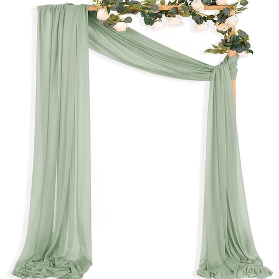 Sage Green Wedding Arch Draping Fabric 1 Panel 29" x 20 FT Extra Long Gauze Drapes Sheer Backdrop Curtains 6.6 Yards Outdoor Drapery Panels for Wedding Ceremony Party Ceiling Decoration