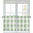 thumbnail image 1 of Sage Green White Buffalo Check Half Window Curtain 36 Inches Long, Farmhouse Plaid Window Treatment Curtain Drapes, Modern Geometric Small Tier Curtains for Bathroom Over Sink, 27.5"x36", 2 Panels, 1 of 6