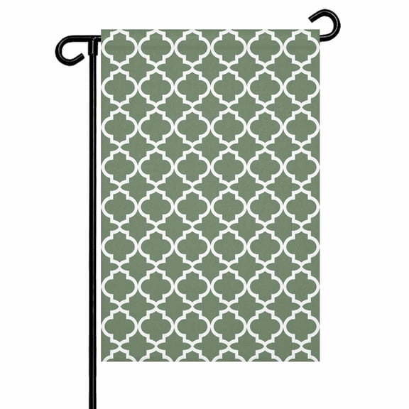 Sage Green White Geometric Garden Flags for Outside Minimalist Morocco Pattern Double Sided Yard Flags Outdoor House Decoration, Small 12X18 Inch,