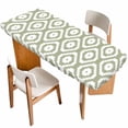 thumbnail image 1 of Sage Green White Geometric Table Cloths for 8 Foot Rectangle Tables, Modern Abstract Art Patio Waterproof Elastic Fitted Tablecloths, Washable Rectangular Table Cover for Camping, 1 of 8