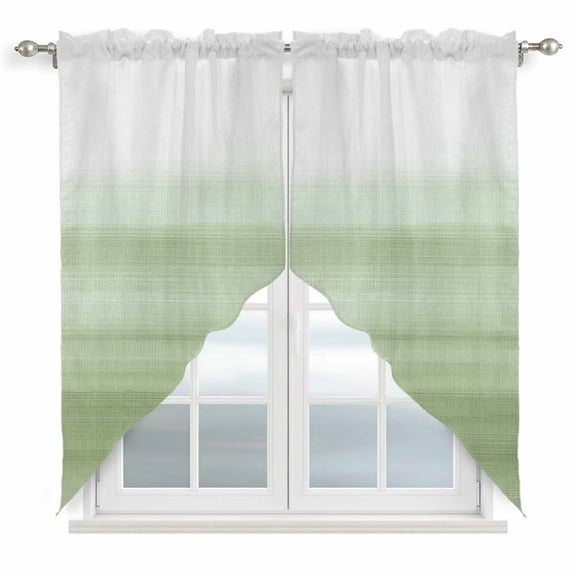 Sage Green White Gradient Swag Valances for Windows 2 Pack Abstract Ombre Texture Modern Art Swag Kitchen Curtains 36 Inches Long Rod Pocket Short Window Treatment for Kitchen Bathroom 28"x36"