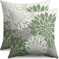thumbnail image 1 of Sage Green White Grey Gray Pillow Covers 18X18 Inch Set of 2, Spring Modern Geometry Dahlia Floral Print Decorative Throw Pillow Covers Outdoor Farmhouse Cushion Case for Couch Sofa Bed Decor, 1 of 5
