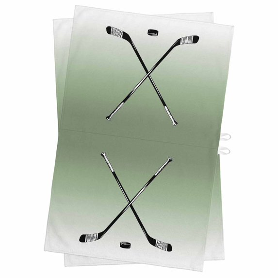Sage Green White Kitchen Towels Set of 2, Water Absorbent Dish Towel, Modern Ombre Sports Game Ice Hockey Decorative Hand Towels - Quick Drying Cloth for Cooking Baking, 18x28 Inch