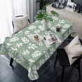 thumbnail image 1 of Sage Green White Leaves Table Cloth Waterproof Tablecloths, Spring Pastoral Rustic Botanical Tablecloth Dining Table Cover for Kitchen Party Tabletop Outdoor, Rectangle Tablecloth 54x108 Inch, 1 of 9