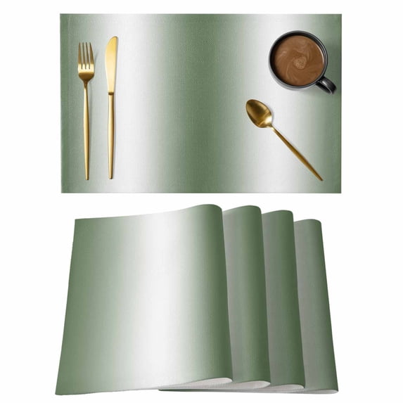 Sage Green White Ombre Placemats Set of 6 Minimalist Gradient Farmhouse Place Mats Indoor Wipeable Table Mats Washable Cloth Dining Table Placemats for Kitchen Holiday Party Home Decor 13x19 Inch