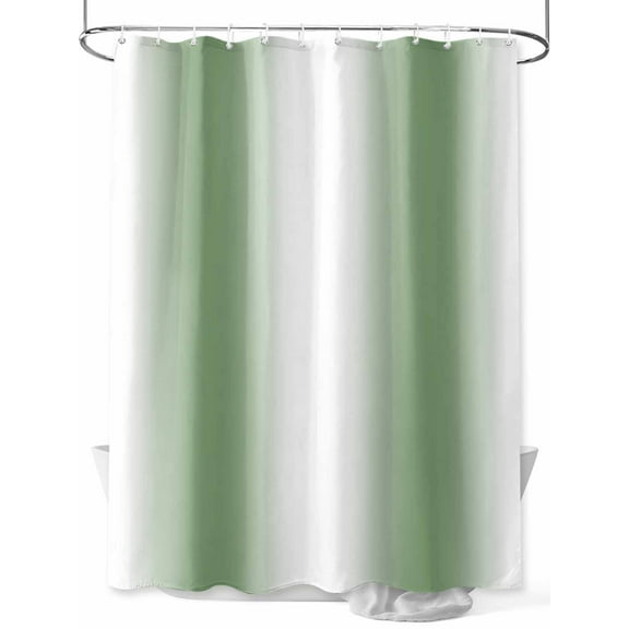 Sage Green White Ombre Shower Curtain Set, Waterproof Shower Curtains for Bathroom, Modern Abstract Art Farmhouse Gradient Washable Fabric Cloth Bath Curtain for Bathtub with Hooks 48x72 Inches