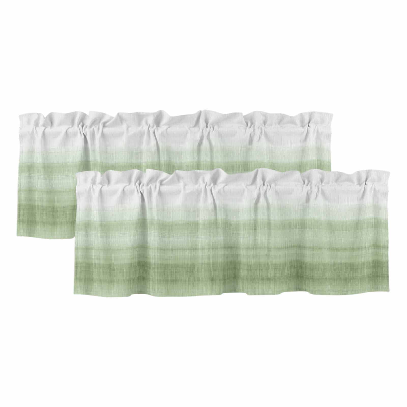 Sage Green White Ombre Valances for Windows, Decorative Rod Pocket