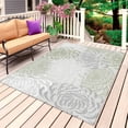thumbnail image 1 of Sage Green White Outdoor Rug for Patio/Deck/Porch, Non-Slip Large Area Rug 5 x 7 Ft, Abstract Grey Chrysanthemum Flower Indoor Outdoor Rugs Washable Area Rugs, Reversible Camping Rug Carpet Runner, 1 of 8