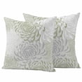 thumbnail image 1 of Sage Green White Outdoor Waterproof Pillow Covers, Abstract Grey Chrysanthemum Flower Decorative Square Throw Pillowcase Sofa Cushion Sham for Patio/Couch/Chair, 20"x20" 2 Pack, 1 of 8