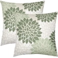 thumbnail image 1 of Sage Green White Pillow Covers 16x16 Inch Set of 2 Dahlia Floral Decorative Throw Pillows For Couch Geometry Flowers Modern Pillow Cases Home Decor For Sofa Couch Porch Patio Living Room Outdoor, 1 of 6