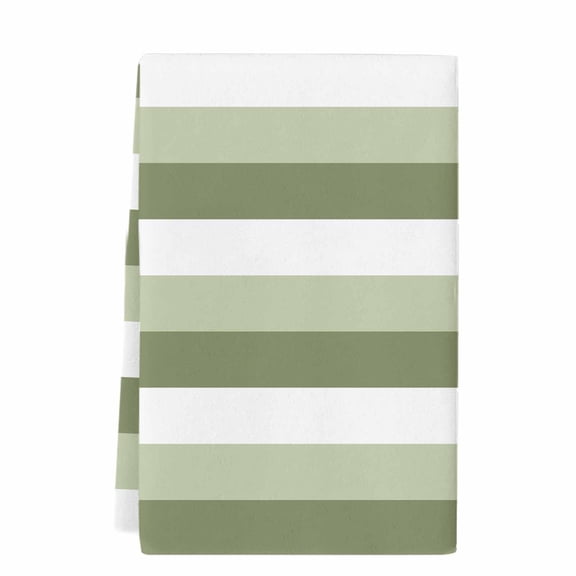 Sage Green White Striped Microfiber Kitchen Towel, Farmhouse Stripes Soft Absorbent Dish Towels, Quick Drying Washable Dishcloths for Kitchen Cleaning, Drying Dishes, 18x28 Inches