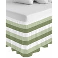 thumbnail image 1 of Sage Green White Striped Wrap Around Bed Skirts for Queen Bed 18" Drop, Bed Skirt with Adjustable Elastic Belt Dust Ruffle Bed Valance for Bedroom Hotel Luxury Farmhouse Stripes Bed Frame Cover, 1 of 7