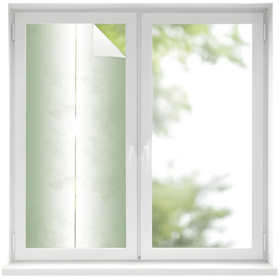 Sage Green Window Privacy Film 17.7x39.3in and White Gradient Decorative Window Film with Static Cling, UV Filtering Window Cling Privacy Film for Glass Doors and Windows