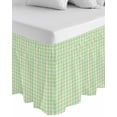 thumbnail image 1 of Sage Green Wrap Around Bed Skirts for Queen Bed 16" Drop,Bed Skirt with Adjustable Elastic Belt Dust Ruffle Bed Valance for Bedroom Hotel Grid Checkered Plaid Gingham Lattice Trellis Bed Frame Cover, 1 of 7