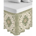 thumbnail image 1 of Sage Green Wrap Around Bed Skirts for Queen Bed 18" Drop,Bed Skirt with Adjustable Elastic Belt Dust Ruffle Bed Valance for Bedroom Hotel Southwest Tribal Antique Boho-Chic Farmhouse Bed Frame Cover, 1 of 7