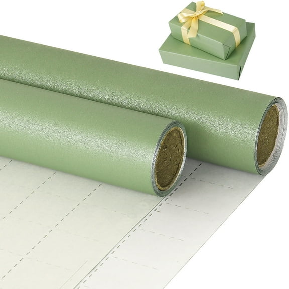 Sage Green Wrapping Paper Roll - Gift Wrapping Paper Green Wrapping Paper for Wedding, Baby Shower, Birthday, Holiday - 2 Rolls, 17*120 inch Per Roll