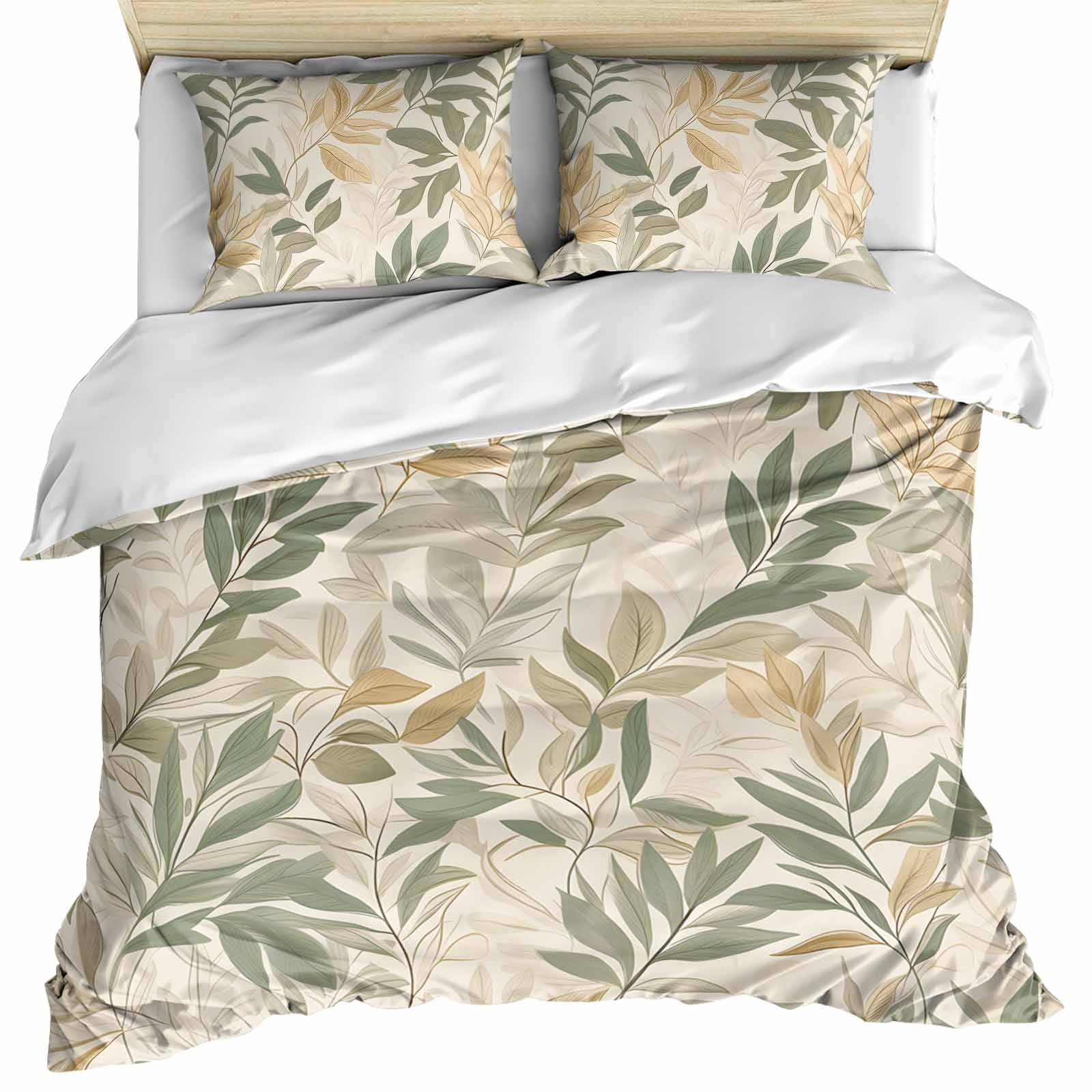 Sage Green Yellow Botanical Bedding 3 Piece Duvet Cover Set California King, Vintage Spring Summer Soft Microfiber Comforter Cover with Zipper Closure & Pillowcases, FadeResistant Quilt Cover