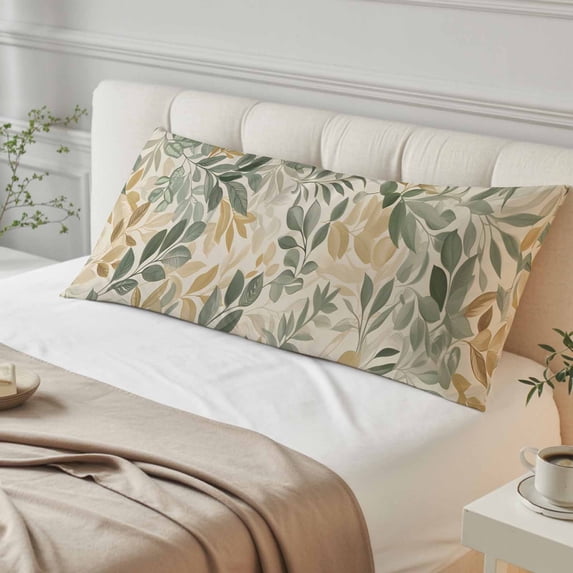 Sage Green Yellow Botanical Body Pillow Cover, Pillowcase Protectors with Zipper, Breathable Decorative Throw Pillow Case Cover, Spring Summer Vintage Pillow Shams for Couch Sofa 20x60Inch